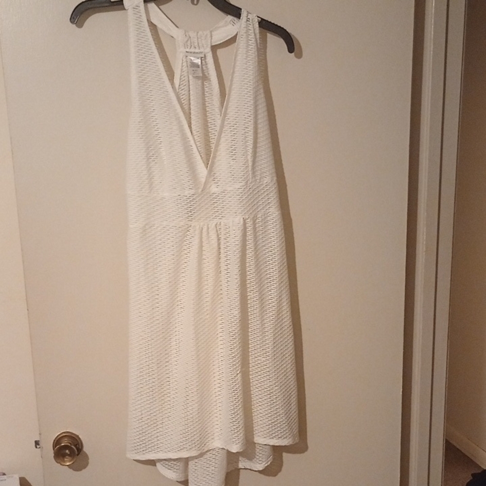 Chic White Swinsuit Cover Up with a halter neckline